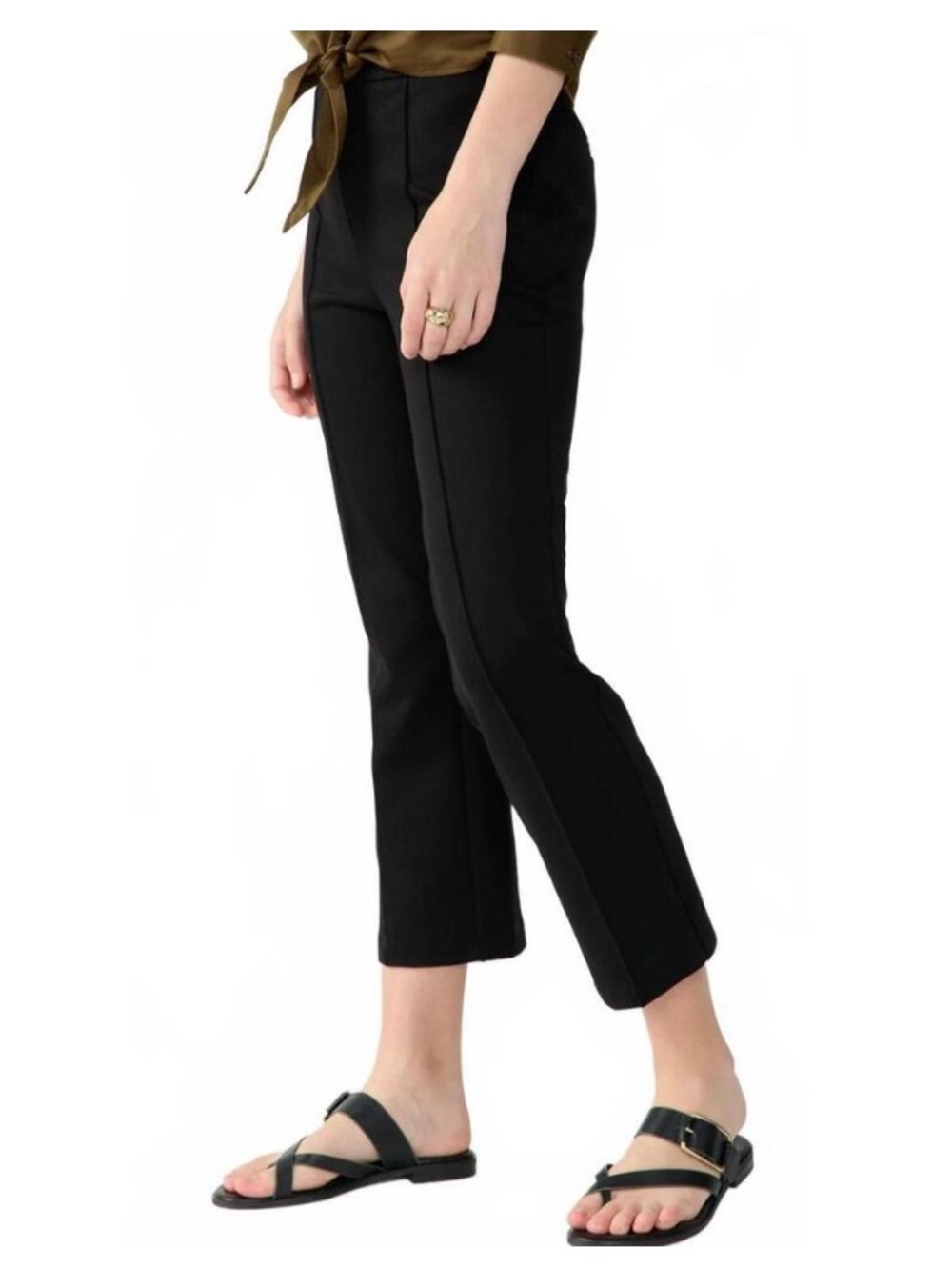 Sanctuary Pointe Knit Black Crop Pants Stretchy Pull On Size XL
